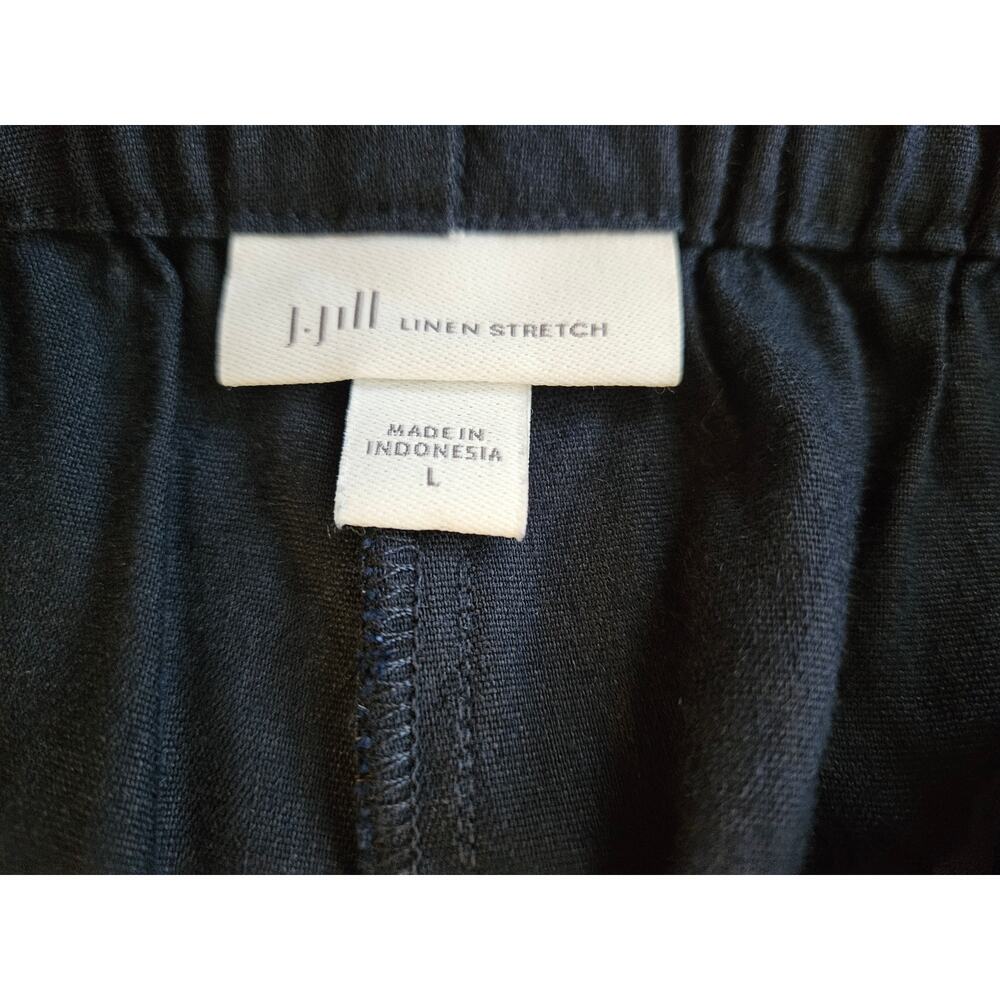J Jill Linen Stretch Navy Cropped Capri Pants L - Picture 3 of 6